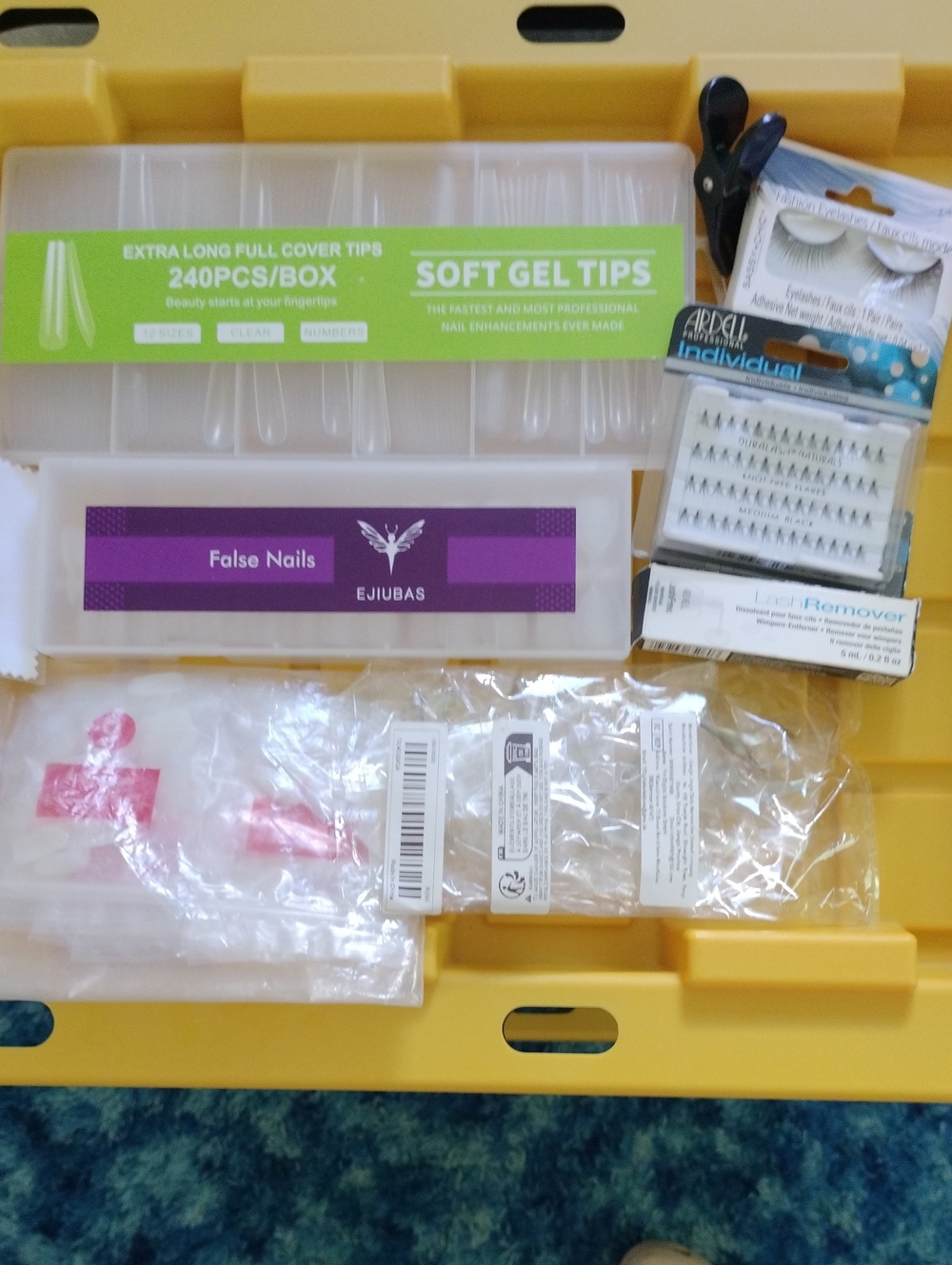 False Nails Kit with Soft Gel Tips - Clear, And Eyelashes